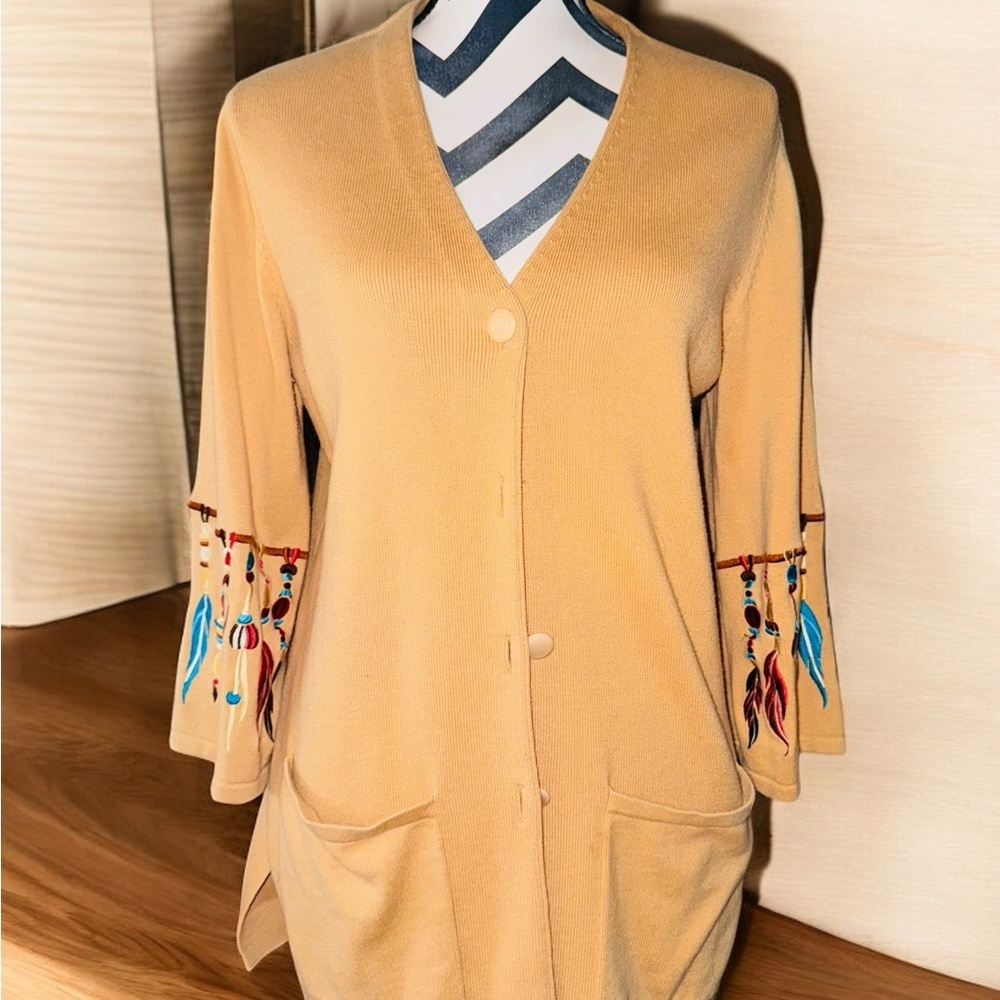 Bob Mackie Cardigan Embroidered Dream Catcher Size Small